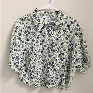 Topshop Oversized Cropped Lightweight Floral Shirt Size US8
